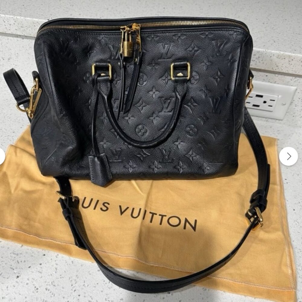 Louis Vuitton Empriente Speedy 30 Bandouliere Black Emprinted Leather Authentic